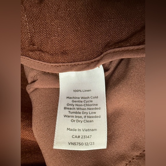 Talbots 100% Linen Southampton Pant Chocolate Brown Size 16 - Picture 4 of 10
